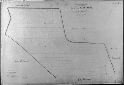 818107 Kadastrale kaart (minuutplan) van de gemeente Catharijne, Sectie B, eerste blad met de grenzen van het ...